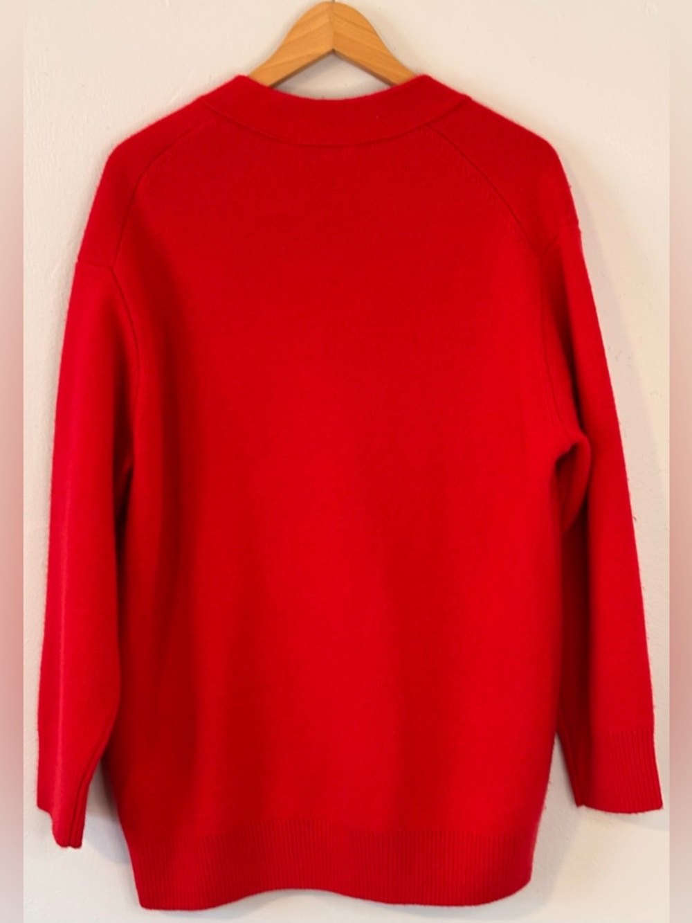 Zara 100% Wool Red Oversized V-Neck Button Cardigan Women’s Size Medium - Picture 4 of 10